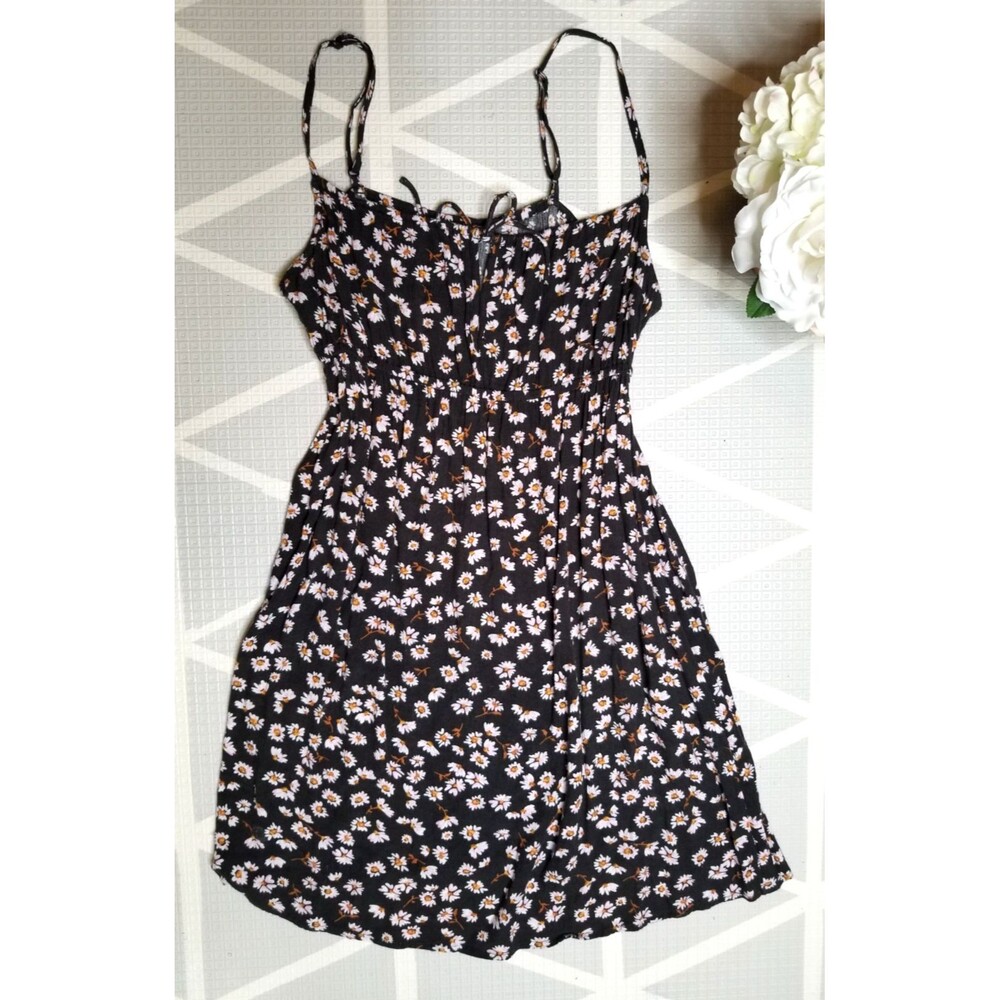 Billabong Dress Large Black White Floral Spaghetti Skater 90s Blossom Y2K dELiAs